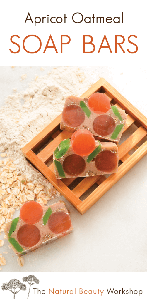 How to make Apricot Oatmeal Glycerin Soap Bars - sweet cinnamon melt and pour soap with whimsical apricot shapes