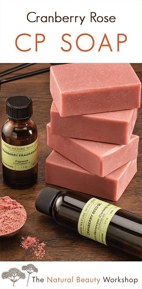 How to make Cranberry Rose Soap - a cold process recipe with rose clay and cranberry seed oil